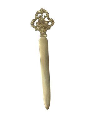 Vintage Solid Brass Letter Opener Nautical Designs 7.875" x 2.875"